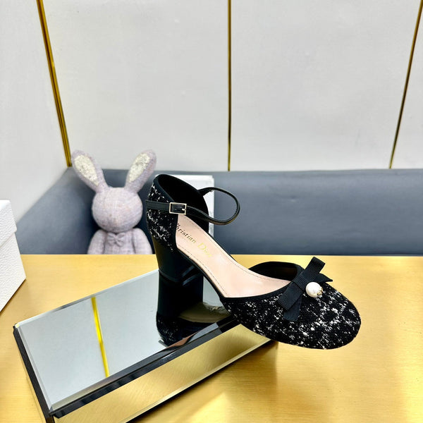CD Ballet Slingback Pump 50mm In Black Tweed And Lambskin 111018
