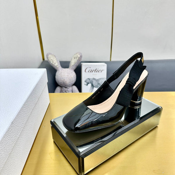 Miss Dior Paris Slingback Pump In Glossy Black Lambskin 111024