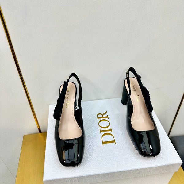 Miss Dior Paris Slingback Pump In Glossy Black Lambskin 111024