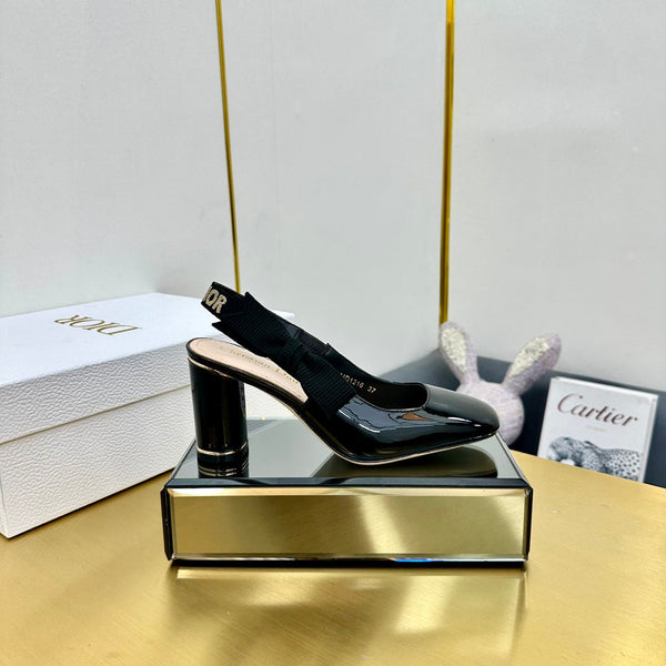 Miss Dior Paris Slingback Pump In Glossy Black Lambskin 111024