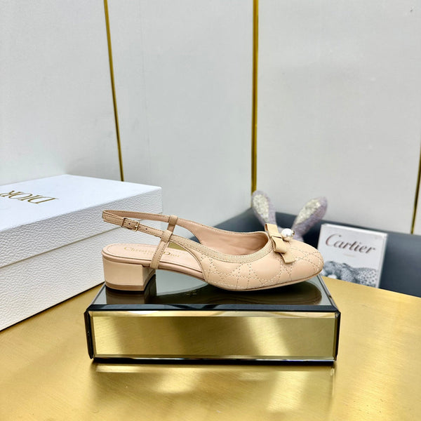 CD Ballet Slingback Pump 35MM In Nude Quilted Calfskin 111039