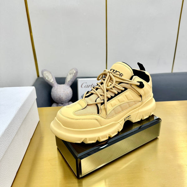 CD Sneaker 50mm In Light Yellow Cowhide And Mesh Fabric 111471