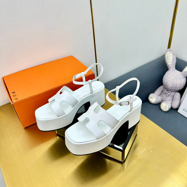 HM Platform Slingback White Calfskin 370756