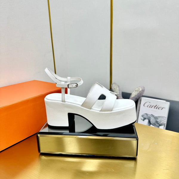 HM Platform Slingback White Calfskin 370756