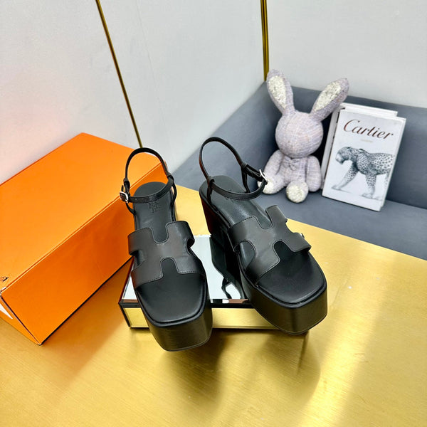 HM Platform Slingback Black Calfskin 370757