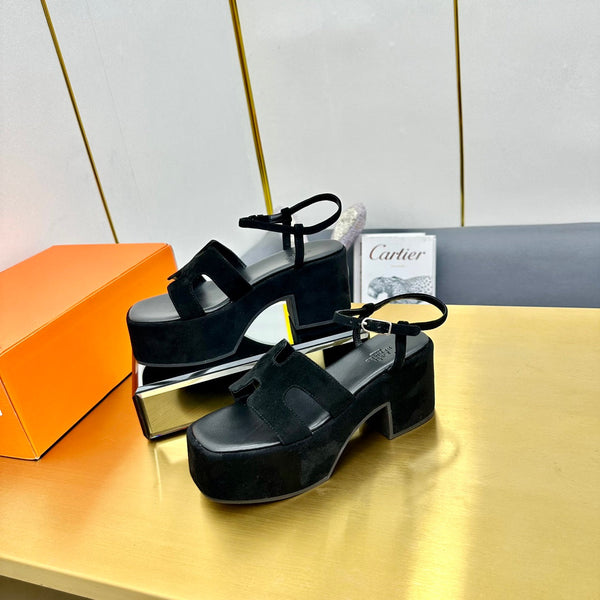 HM Platform Slingback Black Suede 370758