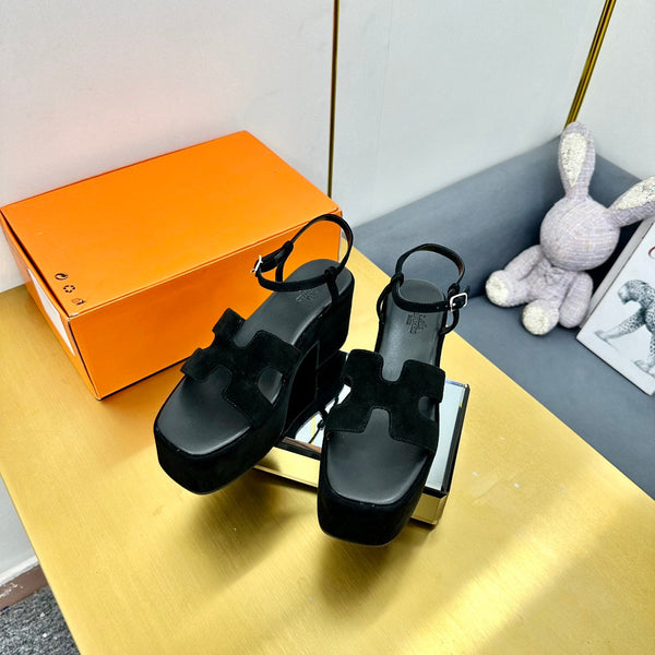 HM Platform Slingback Black Suede 370758