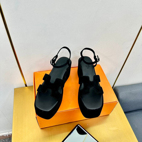 HM Platform Slingback Black Suede 370758