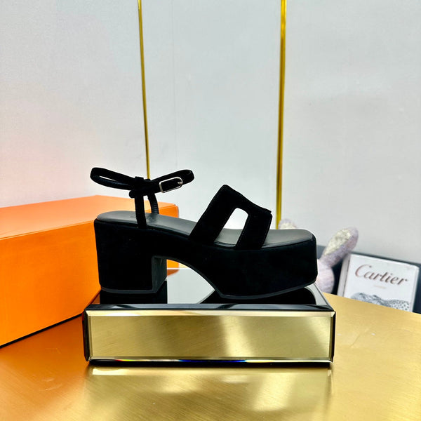 HM Platform Slingback Black Suede 370758