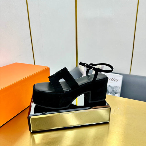 HM Platform Slingback Black Suede 370758