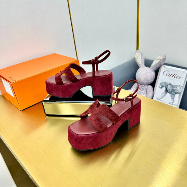 HM Platform Slingback Red Suede 370759