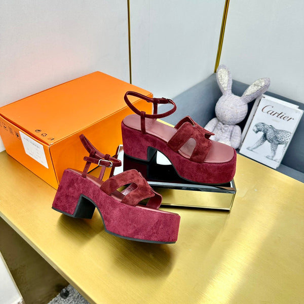 HM Platform Slingback Red Suede 370759