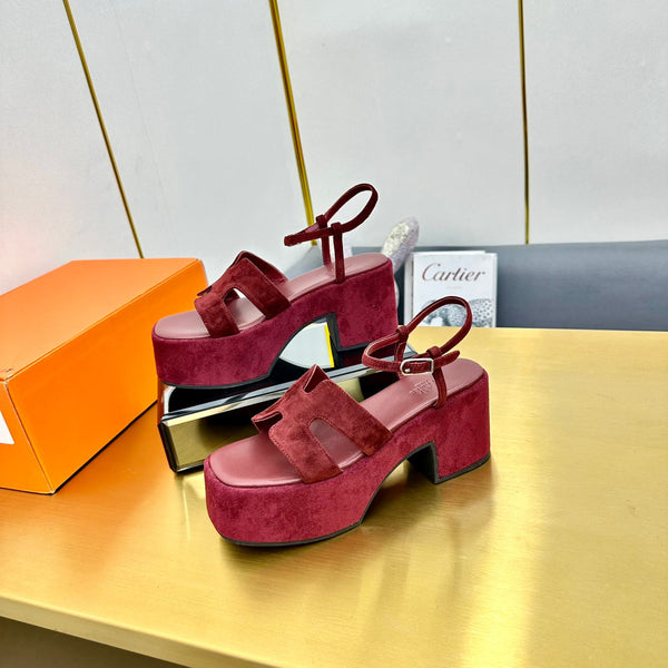 HM Platform Slingback Red Suede 370759