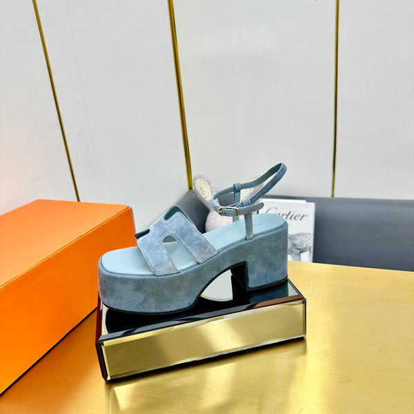 HM Platform Slingback in pelle scamosciata blu 370763