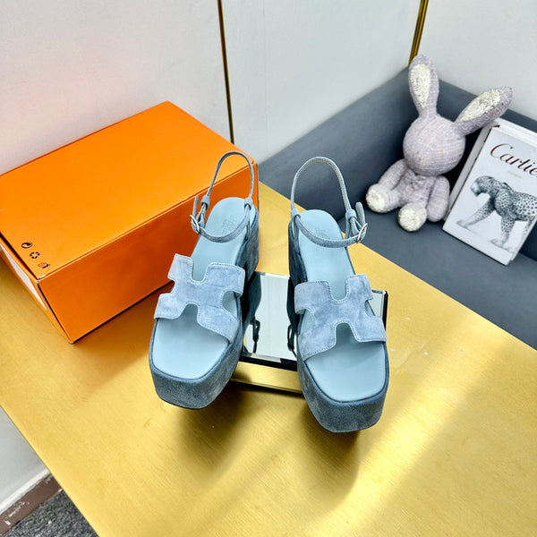 HM Platform Slingback in pelle scamosciata blu 370763