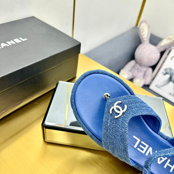 SANDALO IN GROSGRAIN IN TESSUTO BLU COBALTO