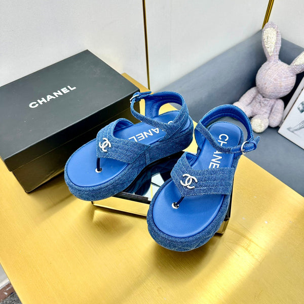 SANDALO IN GROSGRAIN IN TESSUTO BLU COBALTO