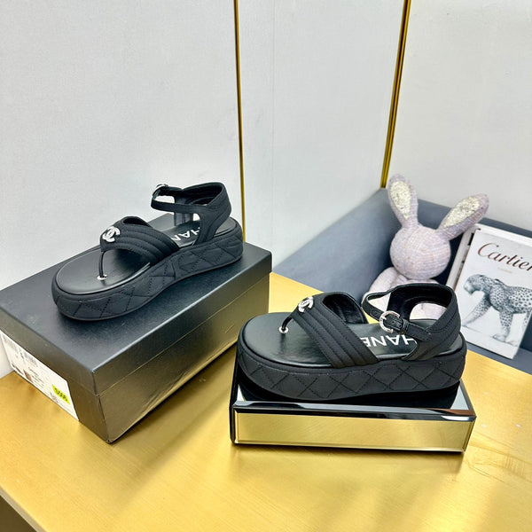 SANDALO IN GROSGRAIN IN TESSUTO NERO