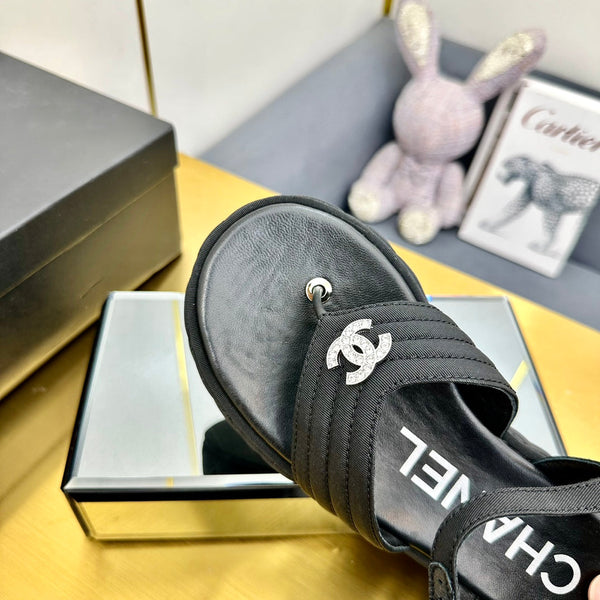 SANDALO IN GROSGRAIN IN TESSUTO NERO