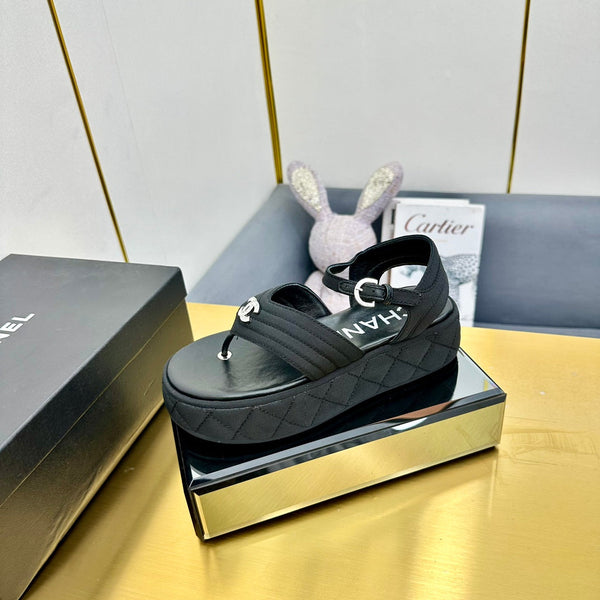 SANDALO IN GROSGRAIN IN TESSUTO NERO