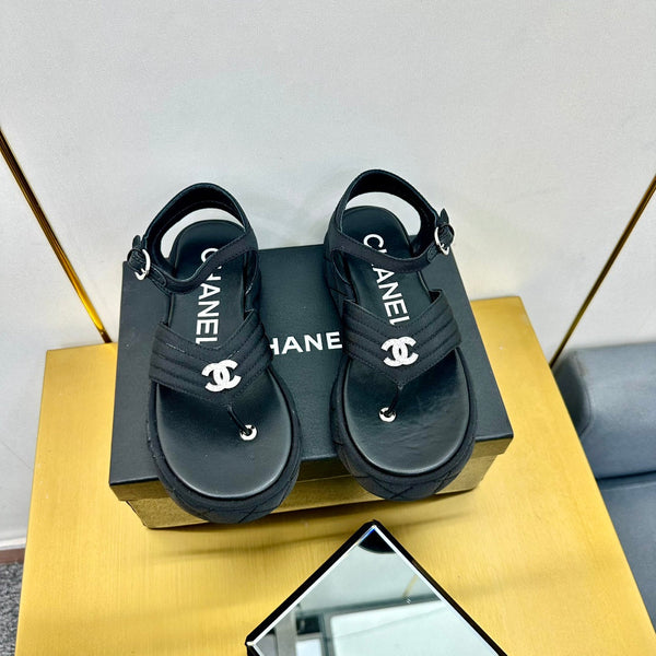 SANDALO IN GROSGRAIN IN TESSUTO NERO