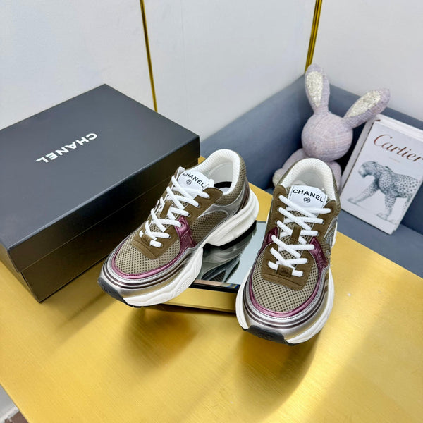 DAD SNEAKER IN VITELLO COLORATO E RETE TRASPIRANTE