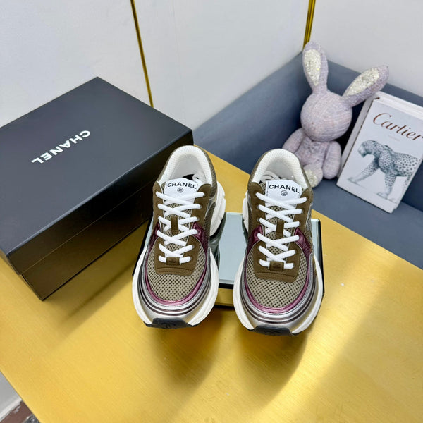 DAD SNEAKER IN VITELLO COLORATO E RETE TRASPIRANTE