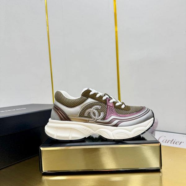 DAD SNEAKER IN VITELLO COLORATO E RETE TRASPIRANTE