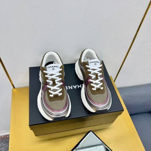 DAD SNEAKER IN VITELLO COLORATO E RETE TRASPIRANTE