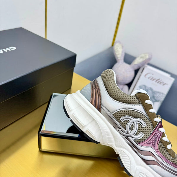 DAD SNEAKER IN VITELLO COLORATO E RETE TRASPIRANTE