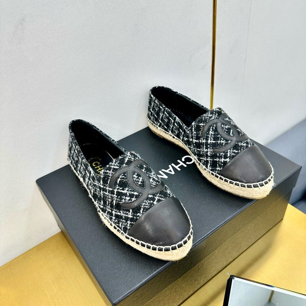 CC 25s Slip–on Espadrilles Black/White Tweed 297824