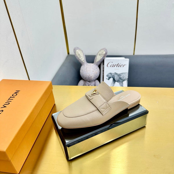 LV 25C LV Capri Open Back Loafer Cream Wrinkled Cowhide 219927