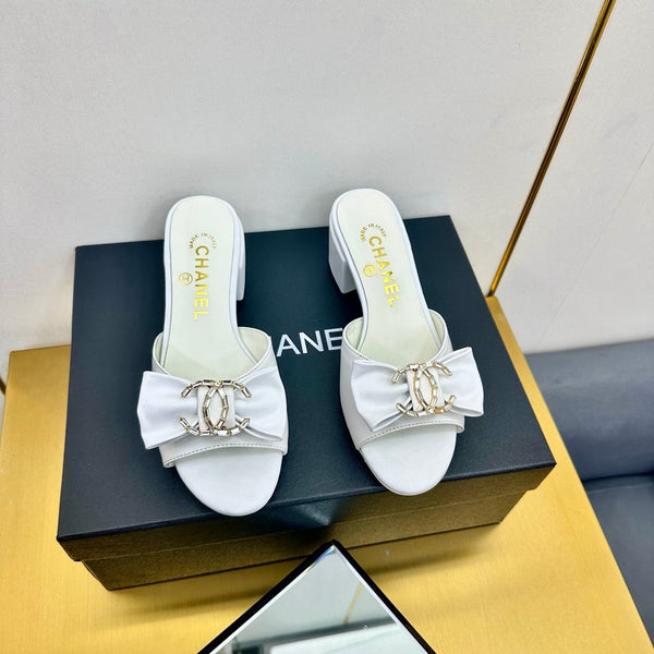 cc 25 bow mule sandal 50mm white sheepskin 238475