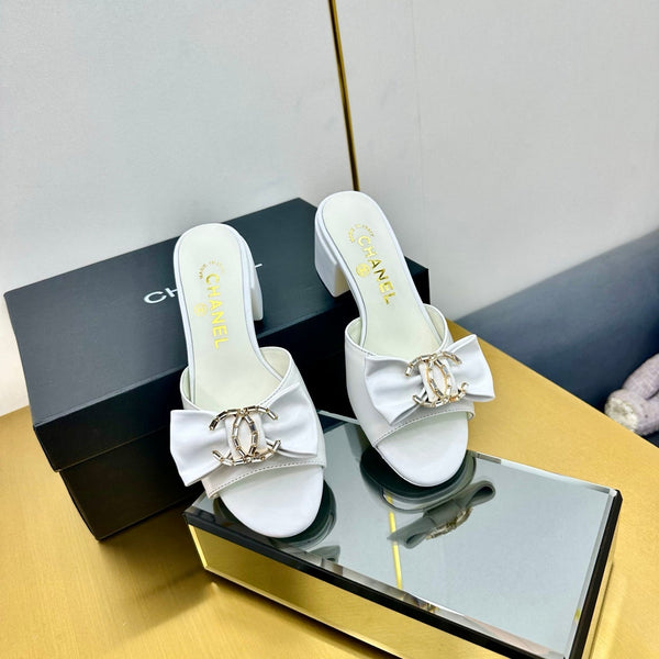 cc 25 bow mule sandal 50mm white sheepskin 238475