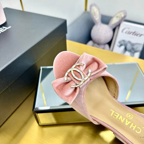 cc 25 sandalo mulo fiocco 50mm velluto rosa 238480