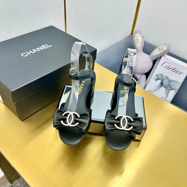 cc 25 bow sandal 50mm black sheepskin 238481