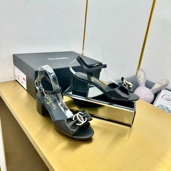 cc 25 bow sandal 50mm black sheepskin 238481