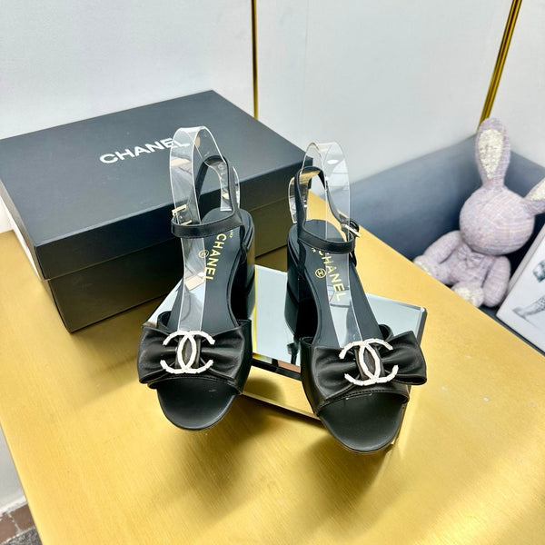 cc 25 bow sandal 50mm black sheepskin 238481