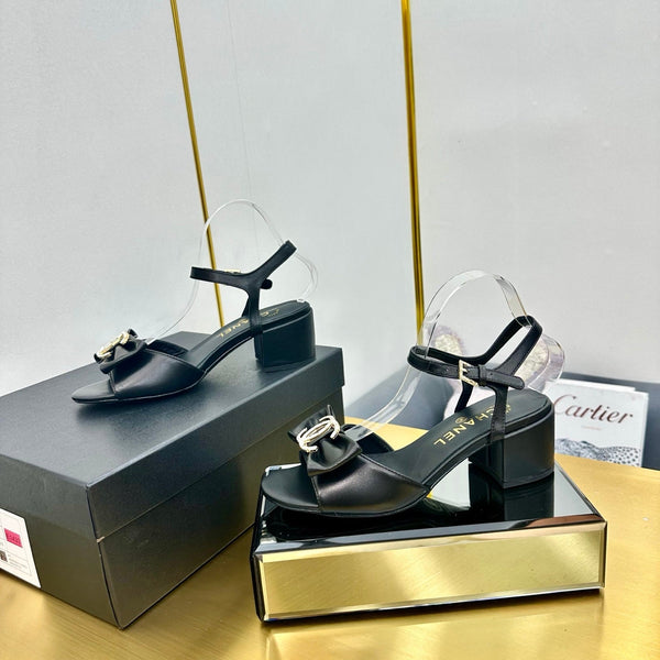 cc 25 bow sandal 50mm black sheepskin 238481