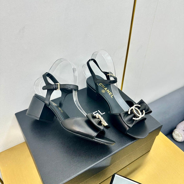 cc 25 bow sandal 50mm black sheepskin 238481