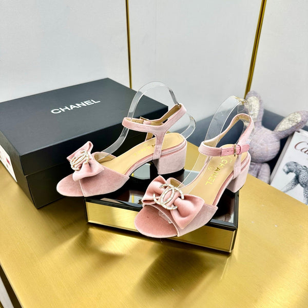 cc 25 bow sandal 50mm pink velvet 238483
