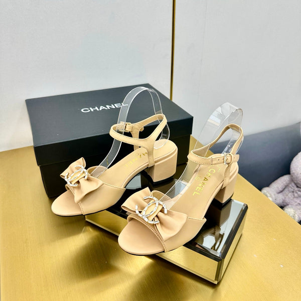 cc 25 bow sandal 50mm beige sheepskin 238486