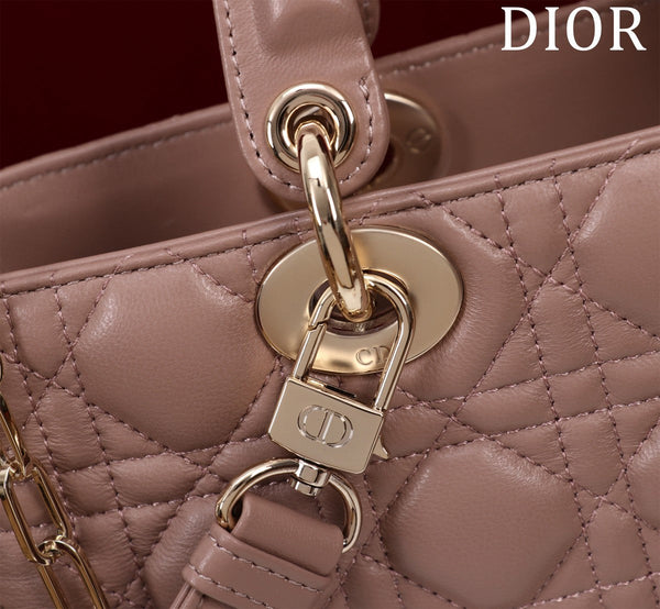 medium lady d-joy 26 chocolate lambskin