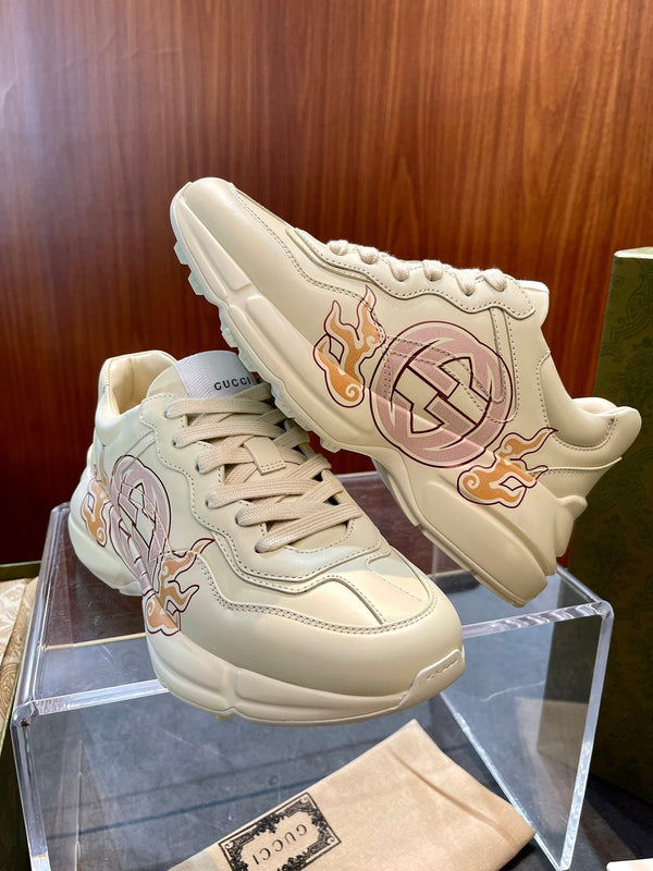 GG Men's Rhyton Sneaker Milk White Calfskin 524496