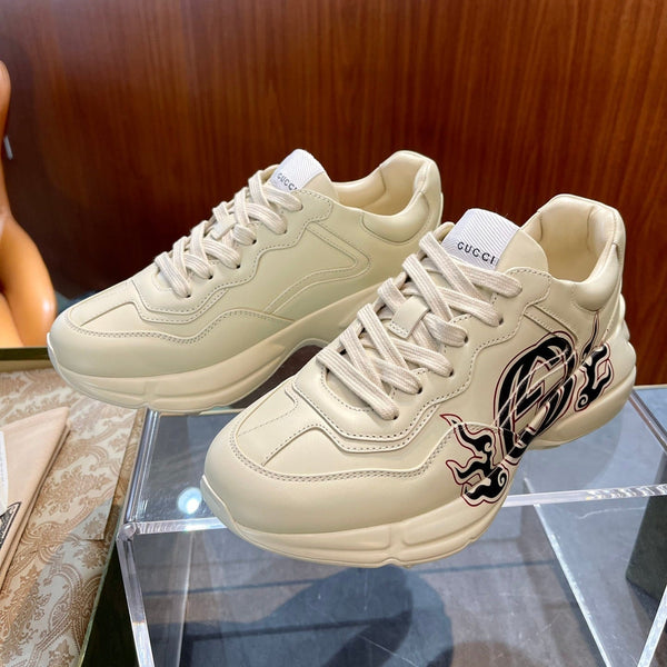 GG Men's Rhyton Sneaker Milk White Calfskin 524496