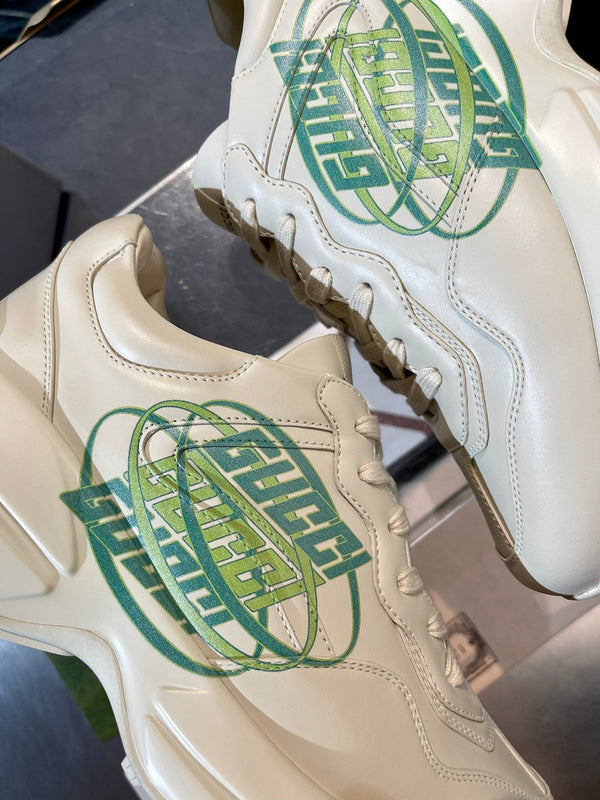 GG Men's Rhyton Sneaker Milk White Calfskin 524489