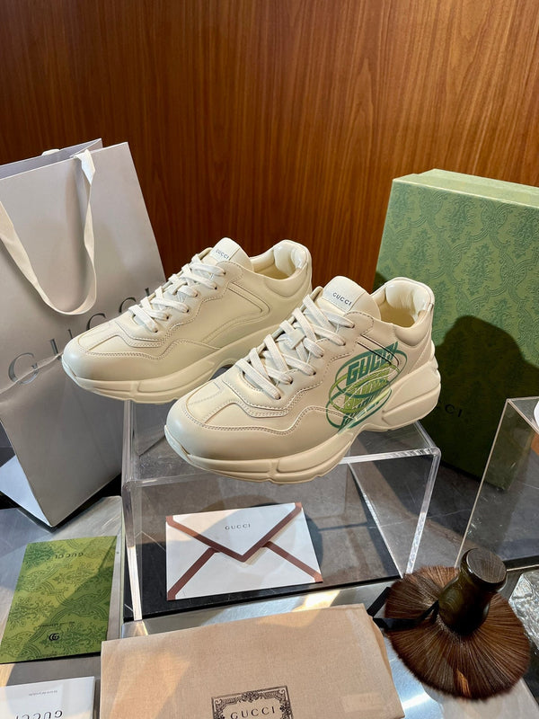 GG Men's Rhyton Sneaker Milk White Calfskin 524489