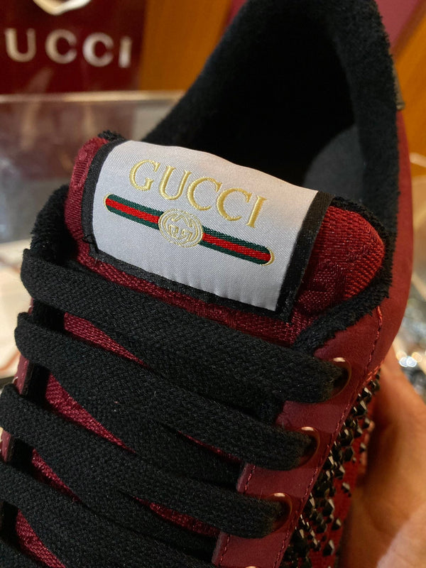 GG Men's 25 Screener Sneaker Red Mesh Suede 524503