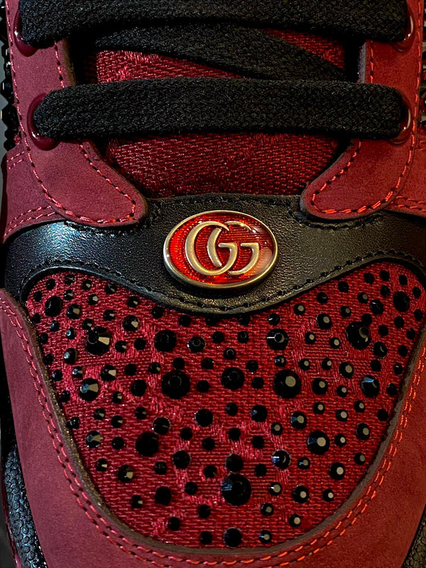 GG Men's 25 Screener Sneaker Red Mesh Suede 524503