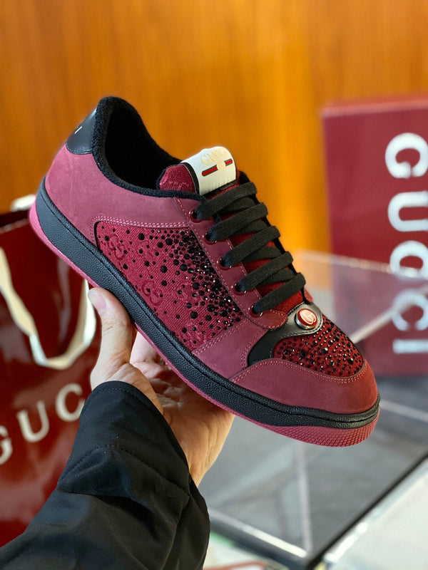 GG Men's 25 Screener Sneaker Red Mesh Suede 524503